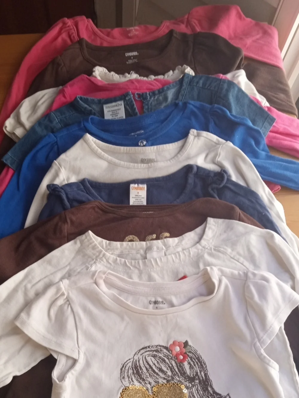 11 Gymboree Multicolor Girls Short-Sleeve Tee Lot - Pink, Brown, Blue, White